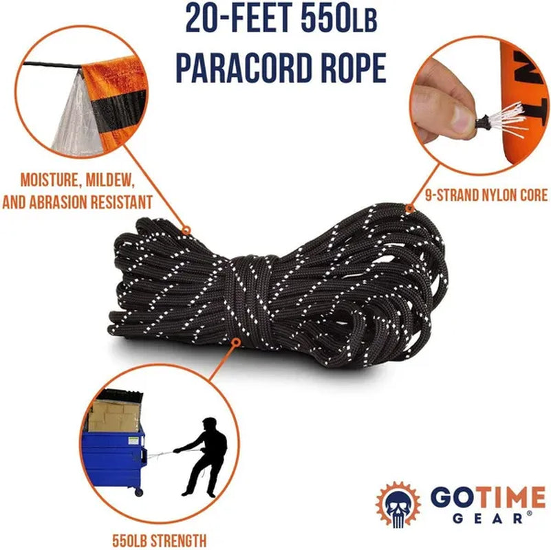 Gear Life Tent Emergency Survival Shelter – 2 Person Emergency Tent – Use as Survival Tent, Emergency Shelter, Tube Tent, Survival Tarp - Includes Survival Whistle & Paracord