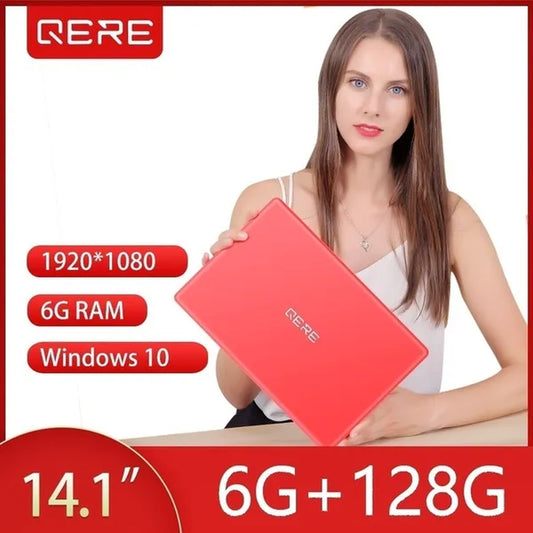 QERE 14.1 Inch Laptop with 6G RAM 128G SSD Gaming Laptops Ultrabook Intel J3455 Quad Core Win10 Notebook Computer
