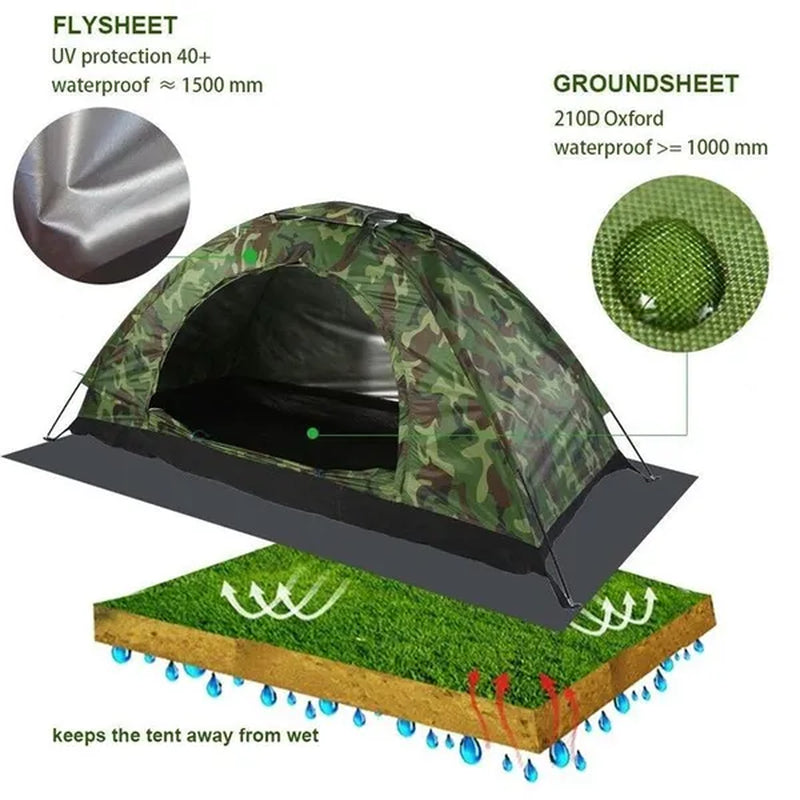 2 Person Camping Dome Tent Waterproof Outdoor Tent with Top Rainfly Easy Set Up