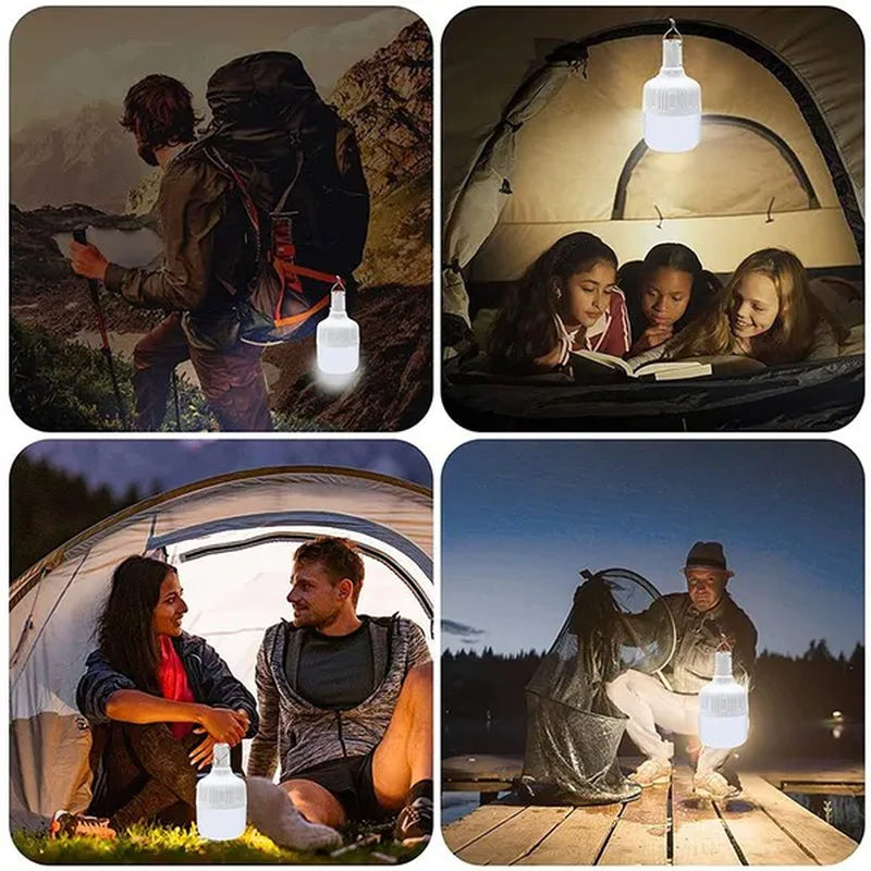 1Pc Portable Camping Lantern Bulb High Power Hanging Tents Lighting Equipment Emergency LED Lamp Usb Rechargeable Outdoor Lights for Camping Hiking Night Market Backpacking Reading Fishing (20W/40W/80W/100W/150W/200W)