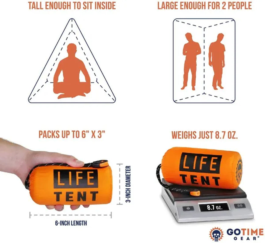 Gear Life Tent Emergency Survival Shelter – 2 Person Emergency Tent – Use as Survival Tent, Emergency Shelter, Tube Tent, Survival Tarp - Includes Survival Whistle & Paracord