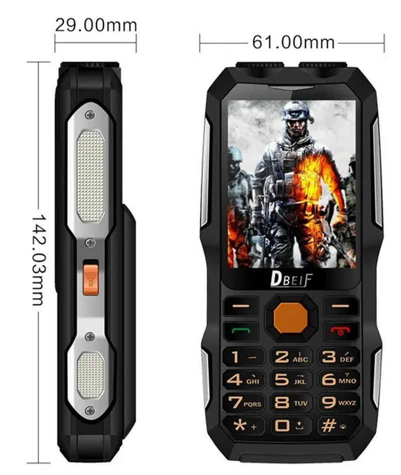 DBEIF D2016 Dual Flashlight FM Magic Voice Change 13800Mah Three Proofings Power Bank Antenna Analog TV Rugged Mobile Phone Cell P242