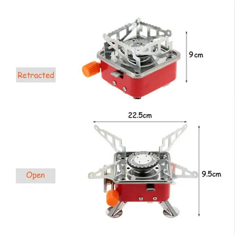 Outdoor Mini Camping Gas Stove Portable Folding Windproof Picnic Backpacking Stove Stainless Steel Cooker Adjustable Flame