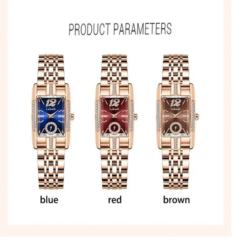 Labaoli New-Style Women'S Square Watches for Ladies Female Wrist Watch Solid Steel Strap Waterproof Casual Quartz Watches for Women with Embedded Zircon
