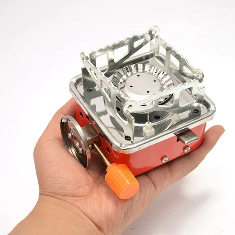 Outdoor Mini Camping Gas Stove Portable Folding Windproof Picnic Backpacking Stove Stainless Steel Cooker Adjustable Flame