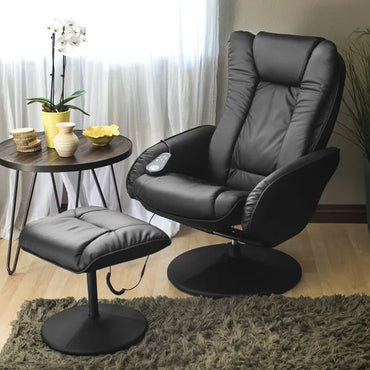 Faux Leather Electric Massage Recliner Chair W/ Ottoman