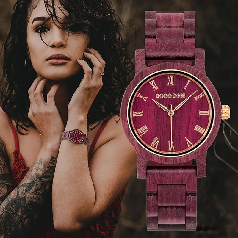 DODO DEER New Design Wood Watch for Women Simple Retro Roman Numerals Dial Rosewood Quartz Watch Anniversary Gift Exquisite Wooden Box Dropshipping