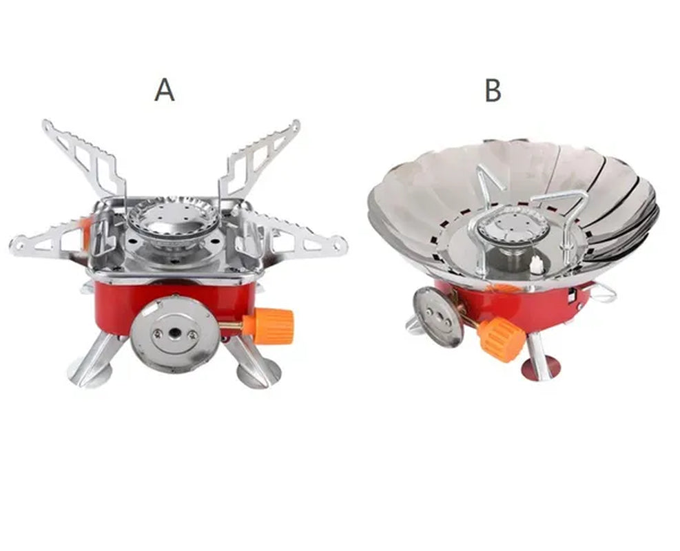 Outdoor Mini Camping Gas Stove Portable Folding Windproof Picnic Backpacking Stove Stainless Steel Cooker Adjustable Flame