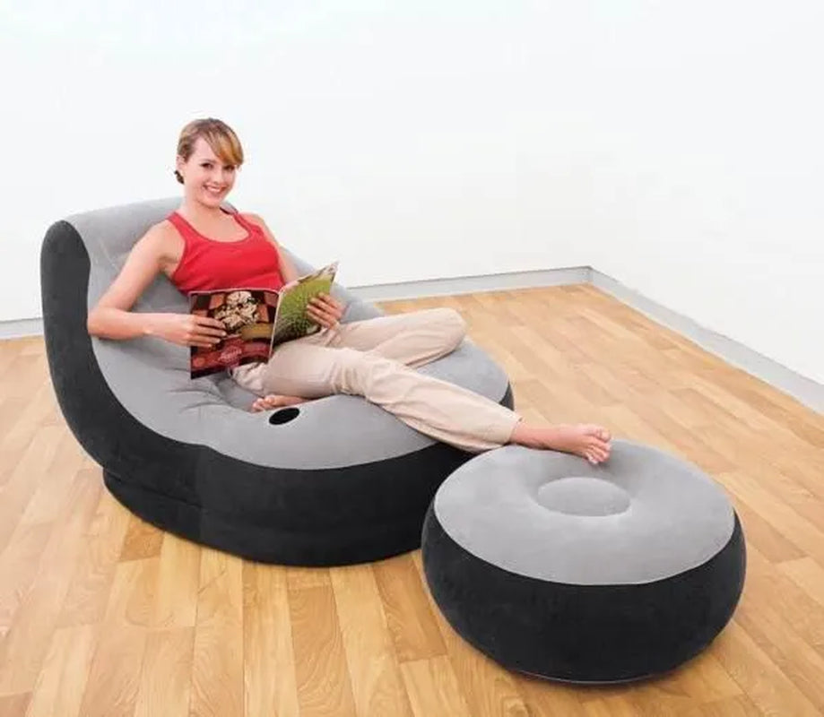 Intex Inflatable Corner Sectional Sofa and Ultra Lounge Chair and Ottoman Set