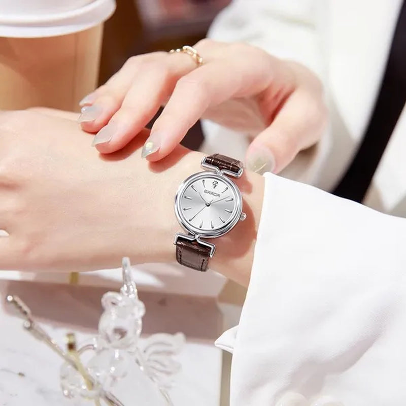 SANDA Brand 1124 Retro Fashion Elegant Watch for Women Unique Minimal round Dial Design Ladies Quartz Watch