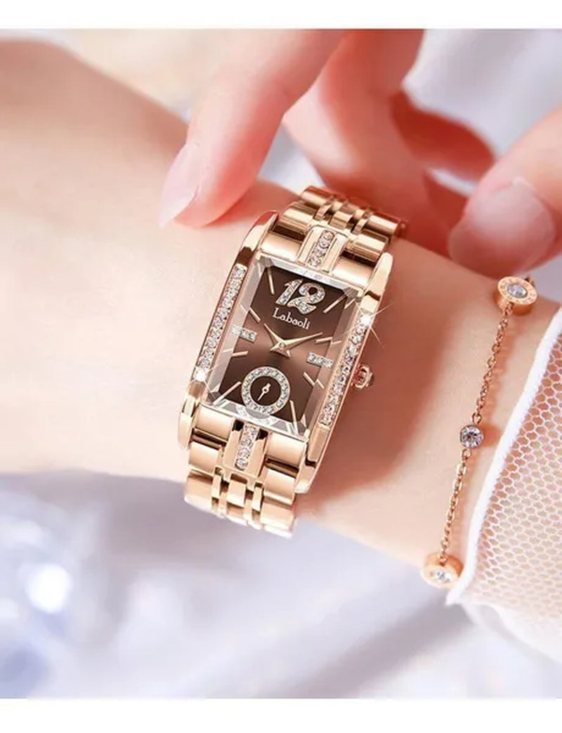 Labaoli New-Style Women'S Square Watches for Ladies Female Wrist Watch Solid Steel Strap Waterproof Casual Quartz Watches for Women with Embedded Zircon
