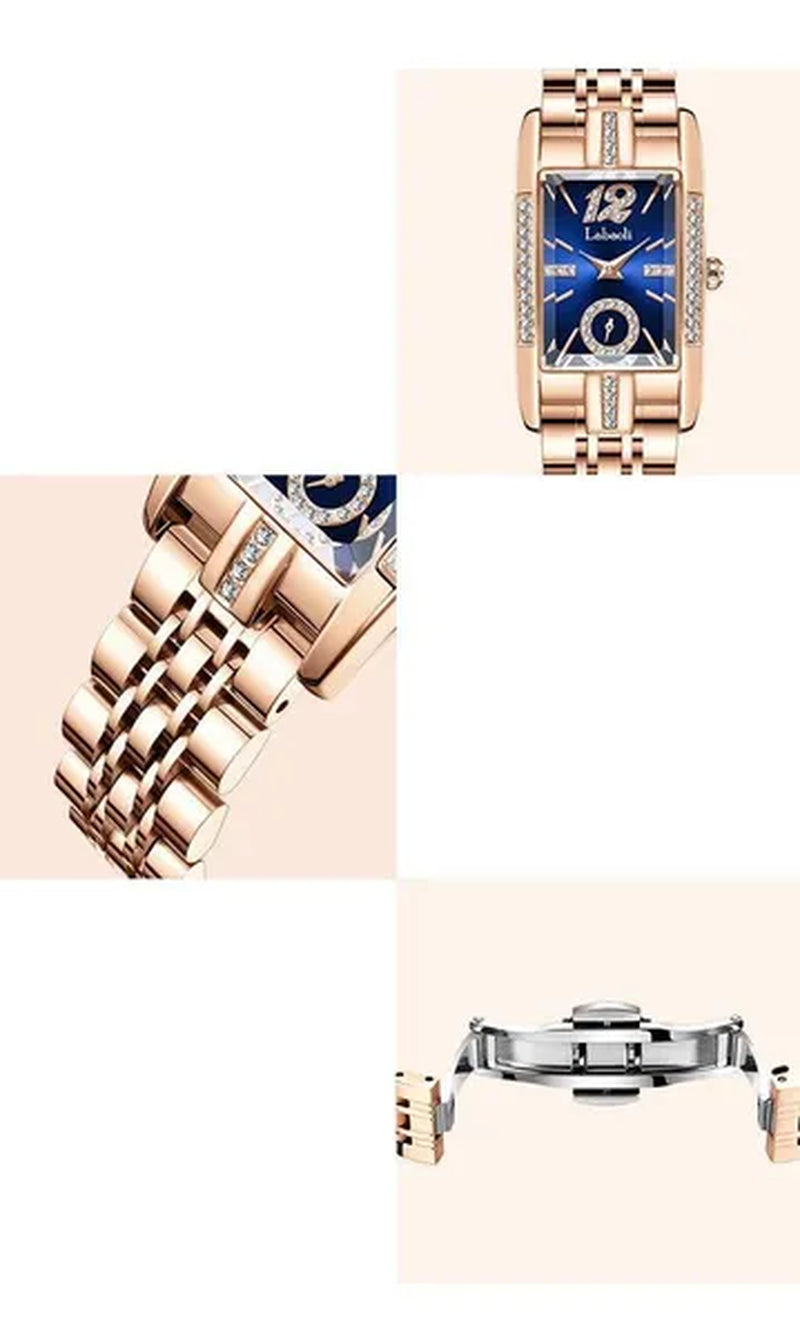 Labaoli New-Style Women'S Square Watches for Ladies Female Wrist Watch Solid Steel Strap Waterproof Casual Quartz Watches for Women with Embedded Zircon