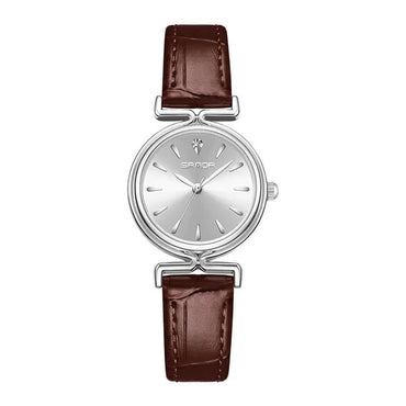 SANDA Brand 1124 Retro Fashion Elegant Watch for Women Unique Minimal round Dial Design Ladies Quartz Watch