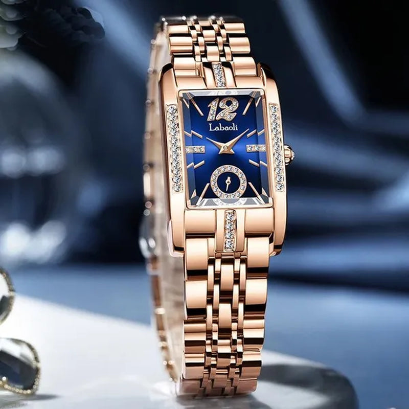 Labaoli New-Style Women'S Square Watches for Ladies Female Wrist Watch Solid Steel Strap Waterproof Casual Quartz Watches for Women with Embedded Zircon
