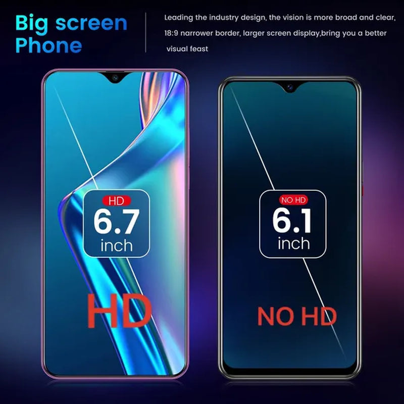 6.7 Inch A82 Smartphone Face/Fingerprint Unlock 8+128GB Android Dual SIM Cards Support T Card Dual Rear 8MP+18MP HD Camera Bluetooth GPS Navigation Hi-Fi Sound Quality Smart Phones 详情