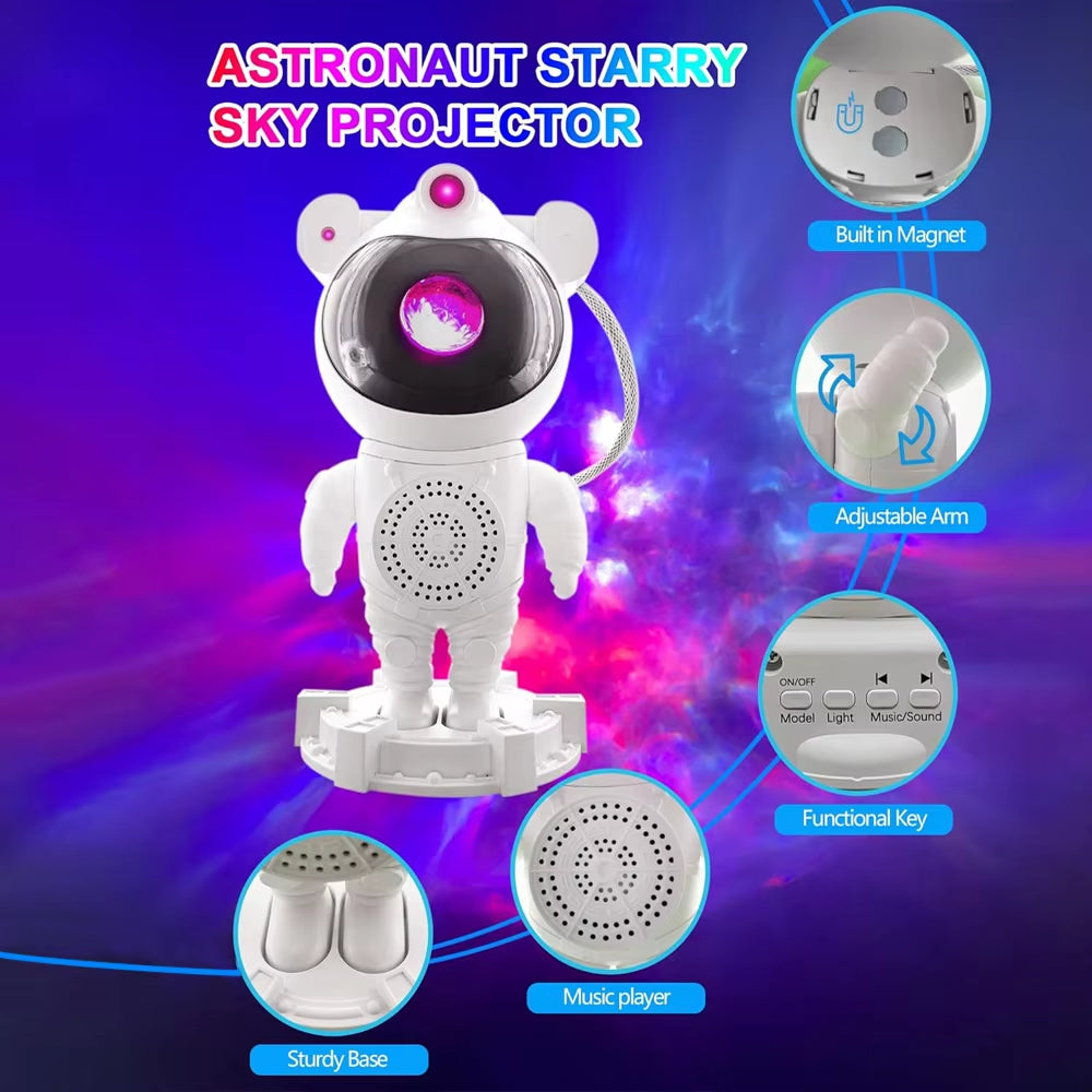 Multi-Color Rotatable Astronaut Projection Spaceman Lamp Ocean Wave Star LED Night Light Galaxy Nebula Projector for Bedroom