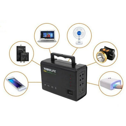 12V 4A Portable Solar Panel Power Generator Emergency Energy Storage Kit with 4 LED Lights USB Charger