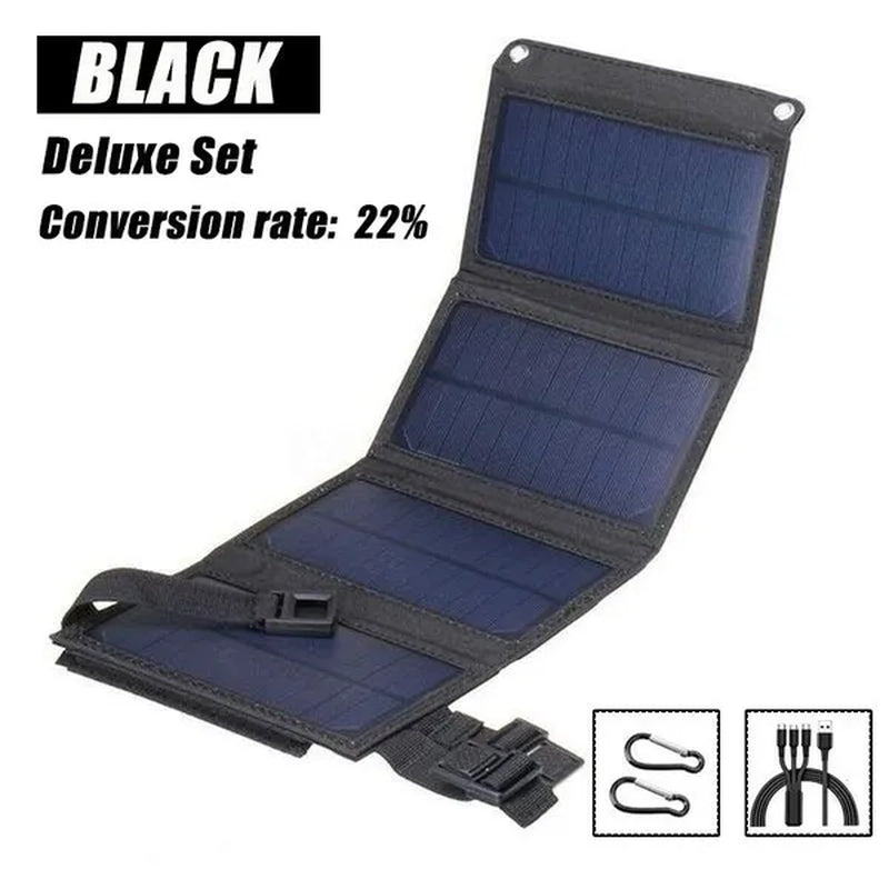 2000W High Power Output Waterproof USB Outdoor Sunpower Foldable Solar Panels Cells 5V Portable Solar Mobile Battery for Traveling Camping Hiking Black/Camouflage