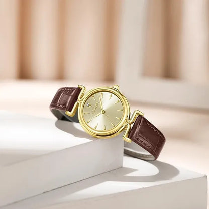 SANDA Brand 1124 Retro Fashion Elegant Watch for Women Unique Minimal round Dial Design Ladies Quartz Watch
