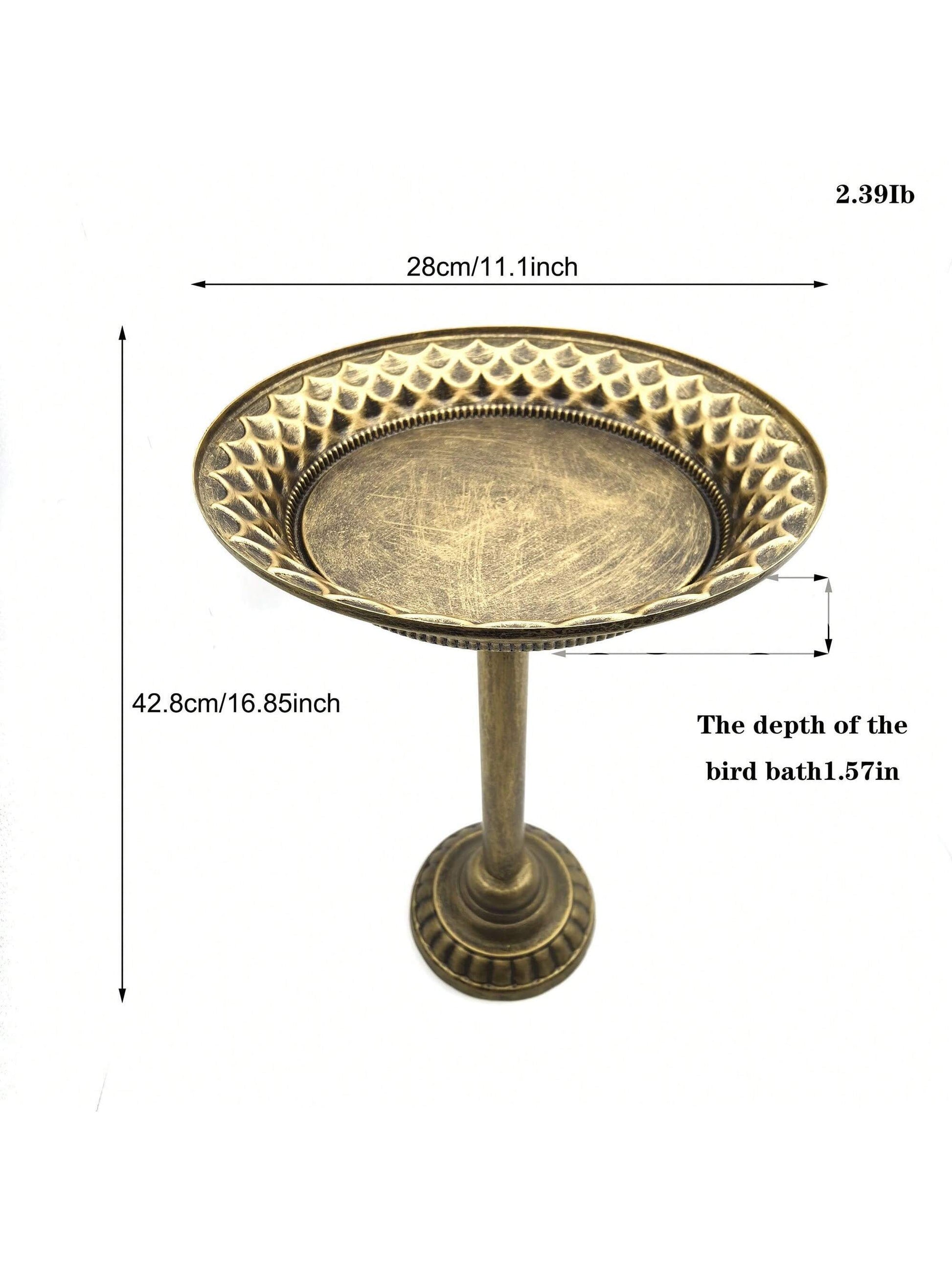 1Pc Outdoor Vintage Bronze Bird Bath with Metal Feeder and Detachable Garden Bird Feeder, Garden Yard Supplies