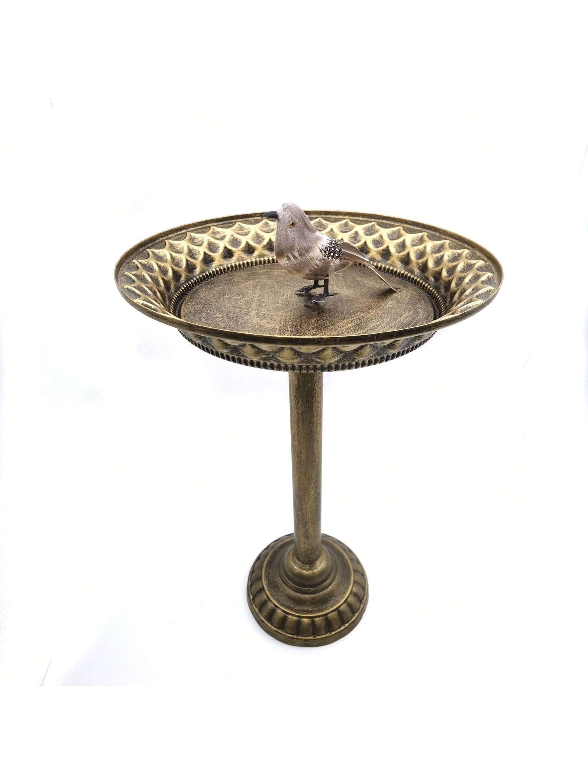 1Pc Outdoor Vintage Bronze Bird Bath with Metal Feeder and Detachable Garden Bird Feeder, Garden Yard Supplies