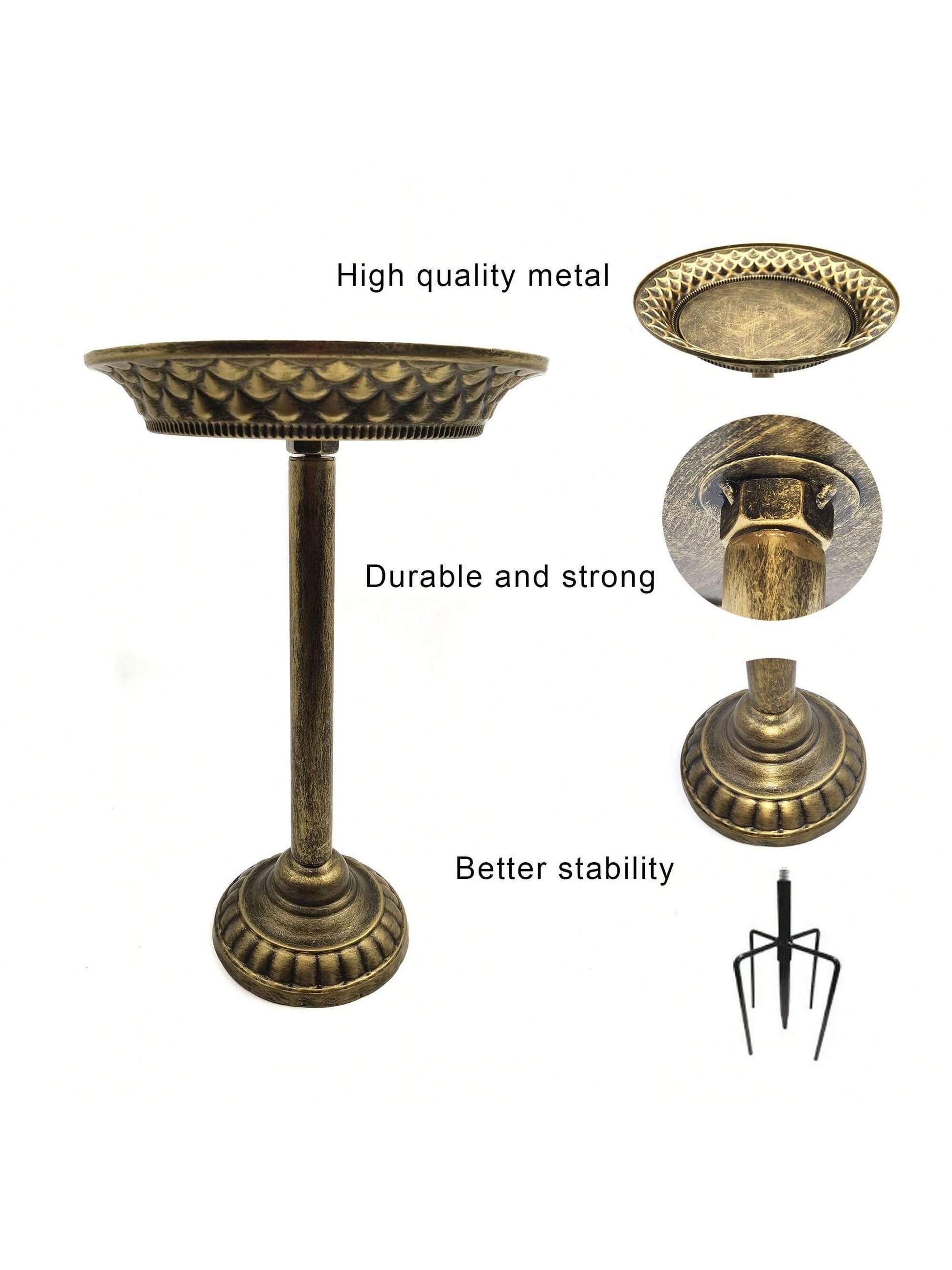 1Pc Outdoor Vintage Bronze Bird Bath with Metal Feeder and Detachable Garden Bird Feeder, Garden Yard Supplies