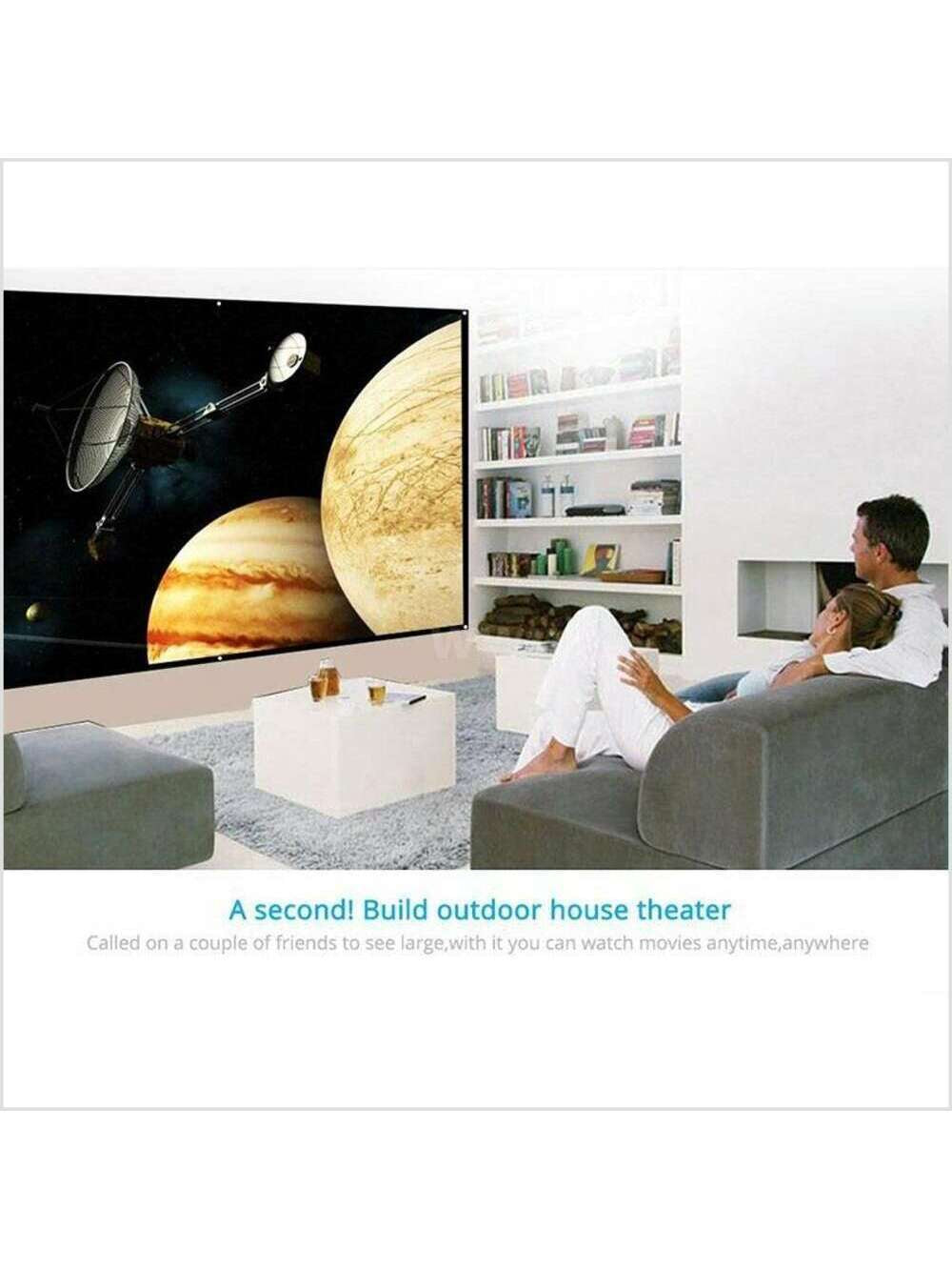 120" Projector Screen Foldable Home Theater In/Outdoor Movie Projection 16:9/4:3