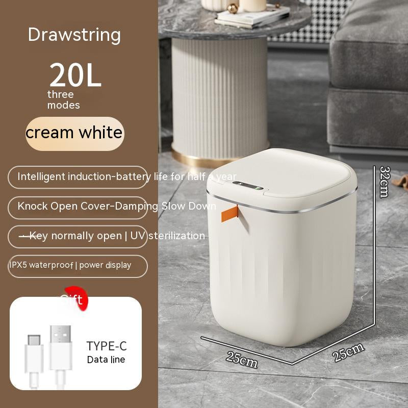 Smart Trash Can with Lid for Bedroom and Living Room Kitchen Storage Box Trash Can Induction Small Car Box Automatic Smart Dustbin Smart Trash Bin