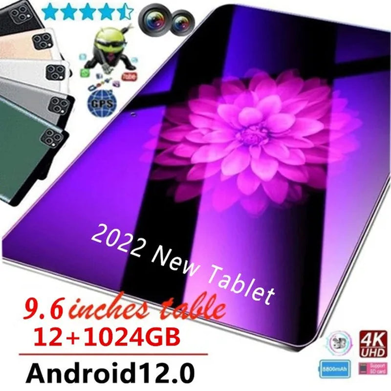 2022 New Tablet 4K HD Screen Wifi Tablet PC Ten Core 5G 4G Network Tablet Android 12 IPS Screen Dual SIM Dual Camera Rear 13.0 MP IPS Buletooth Call Phone Tablet RAM 12GB+ROM 1024GB Tablet-Pc Tablette