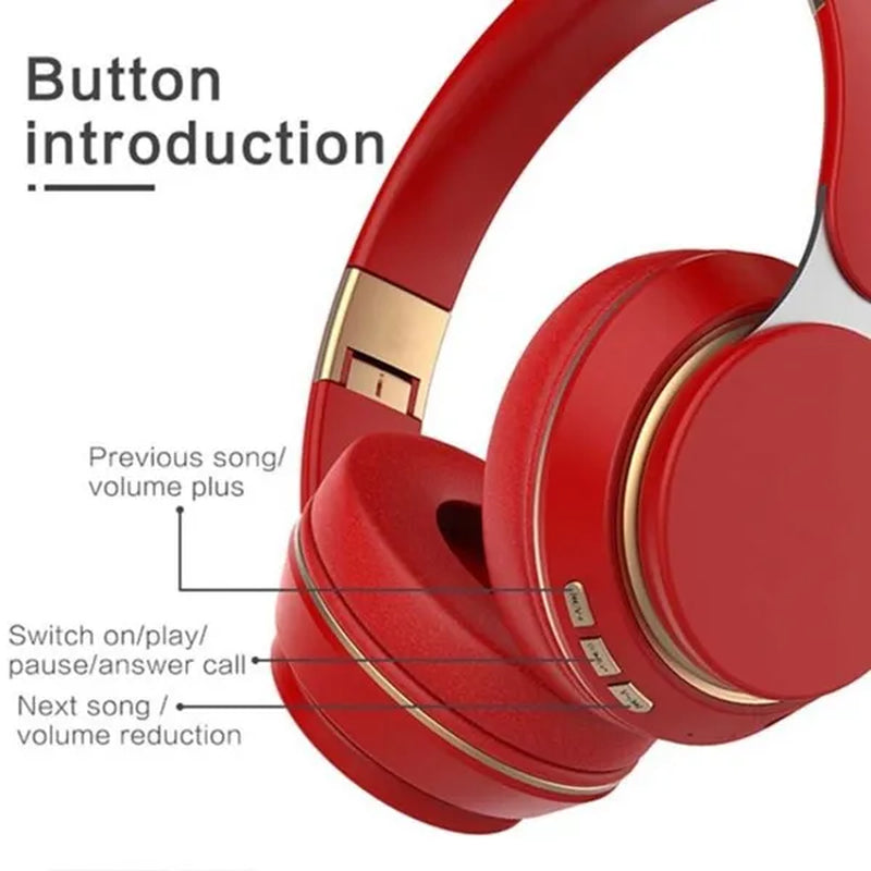 Foldable Wireless Stereo Headphones, Hifi Bluetooth Headset Deep Bass Sound HD Microphone PU Leather Earmuffs Noise Cancelling Audio Accessories for Smartphones, Tablets, Laptop, Music Player, Outdoor, Exercise, Travel - Support TF Card/ Wired Mode