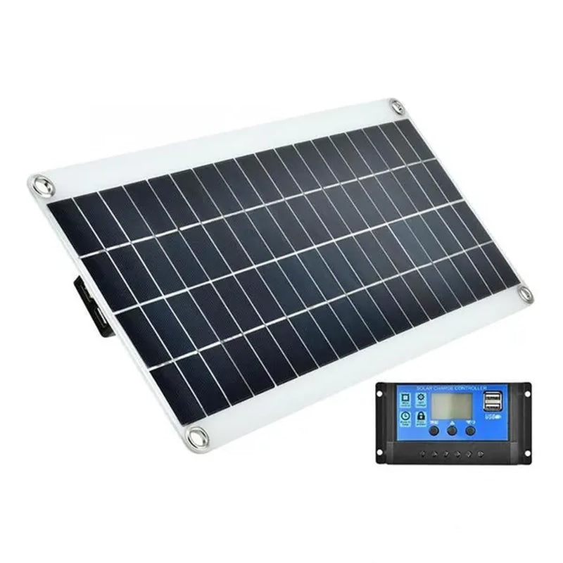 20W Solar Panel 18V Battery Charger Dual USB with 20A-60A Controller Solar Cell Outdoor Camping for Phone Car Yacht RV Hiking