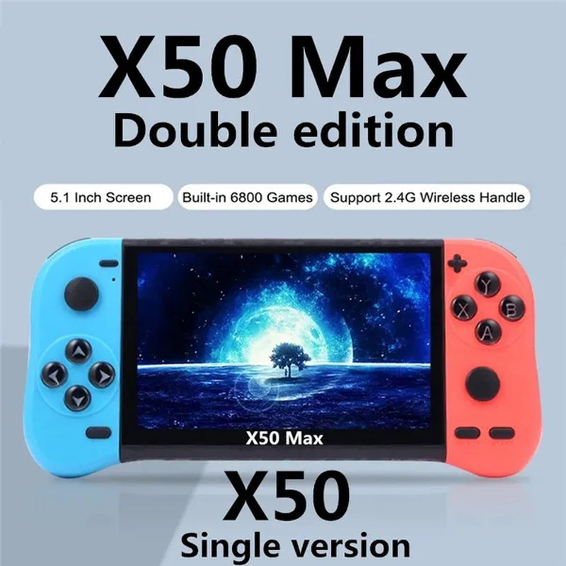 Newest X50/X50Max 5.1 Inch 16/9 HD Screen Game Console 2.4G Wireless Double Game Console for MAME CPS1 NES GBA GBC BIN GB SFC