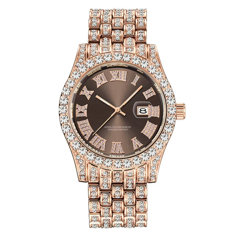 Custom Wholesale Moissanite Diamond Women Watch Brand for Mens Bling Watches Luxury Watch