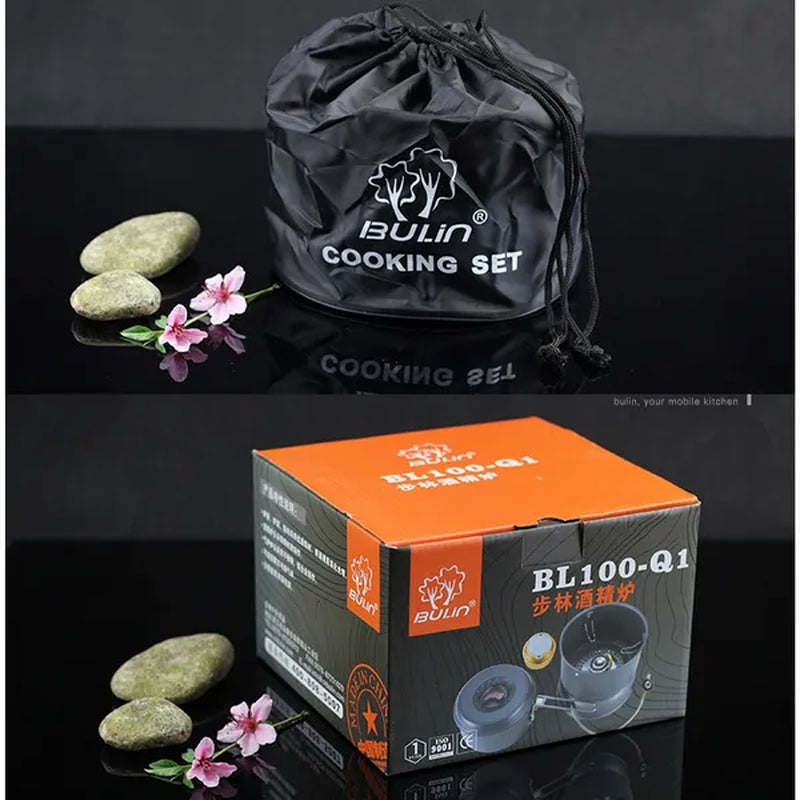 Bulin Outdoor Picnic Hiking Camping Equipment Multipurpose Alcohol Gas Stove Pot Set
