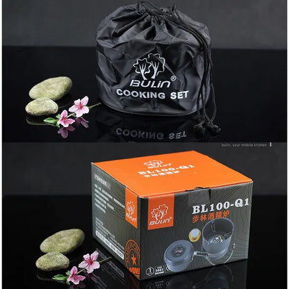 Bulin Outdoor Picnic Hiking Camping Equipment Multipurpose Alcohol Gas Stove Pot Set