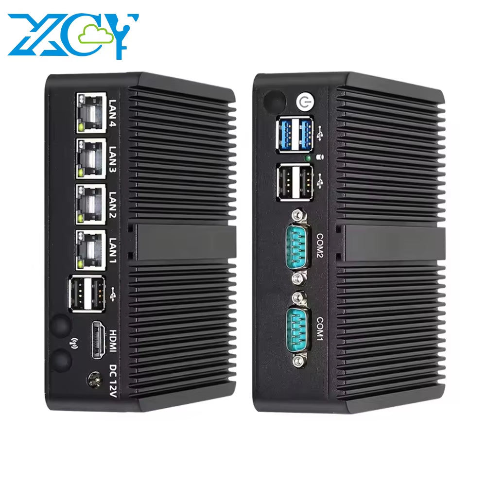 Fanless Mini PC J6412 DDR4 M.2 Nvme SSD 4X 2.5Gbe LAN RS232 RS485 DB9 6X USB Wifi 3G 4G LTE Pfsense