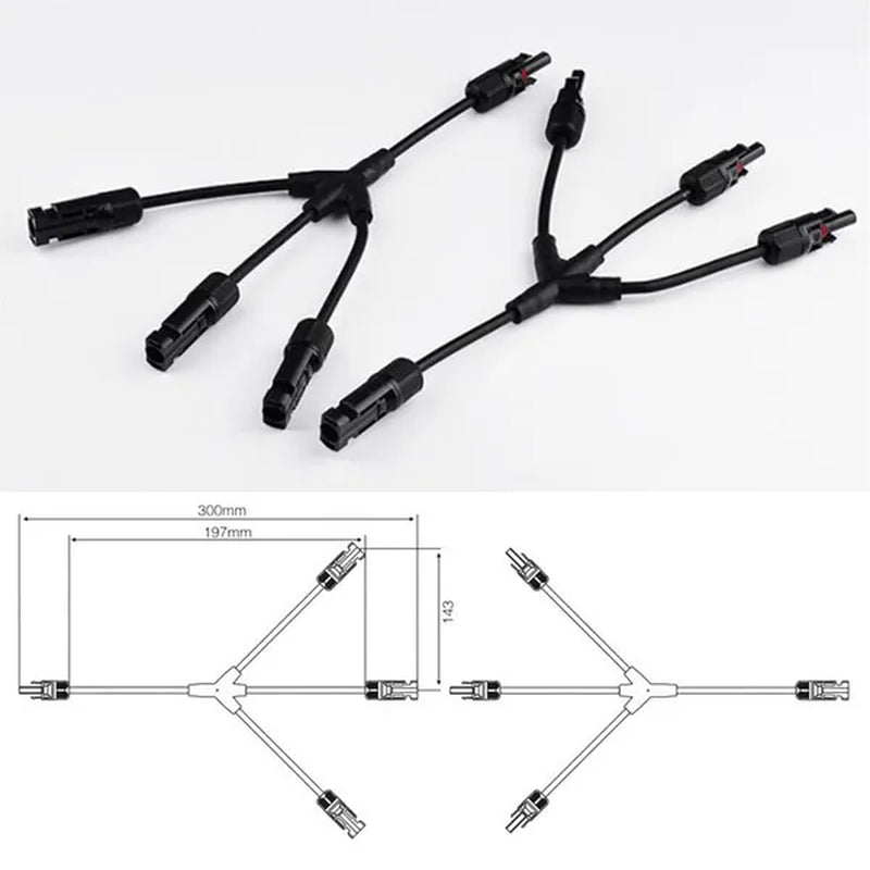 1 Pair Solar Connector Branch Connectors Cable Coupler Combiner Splitter for Solar Panel