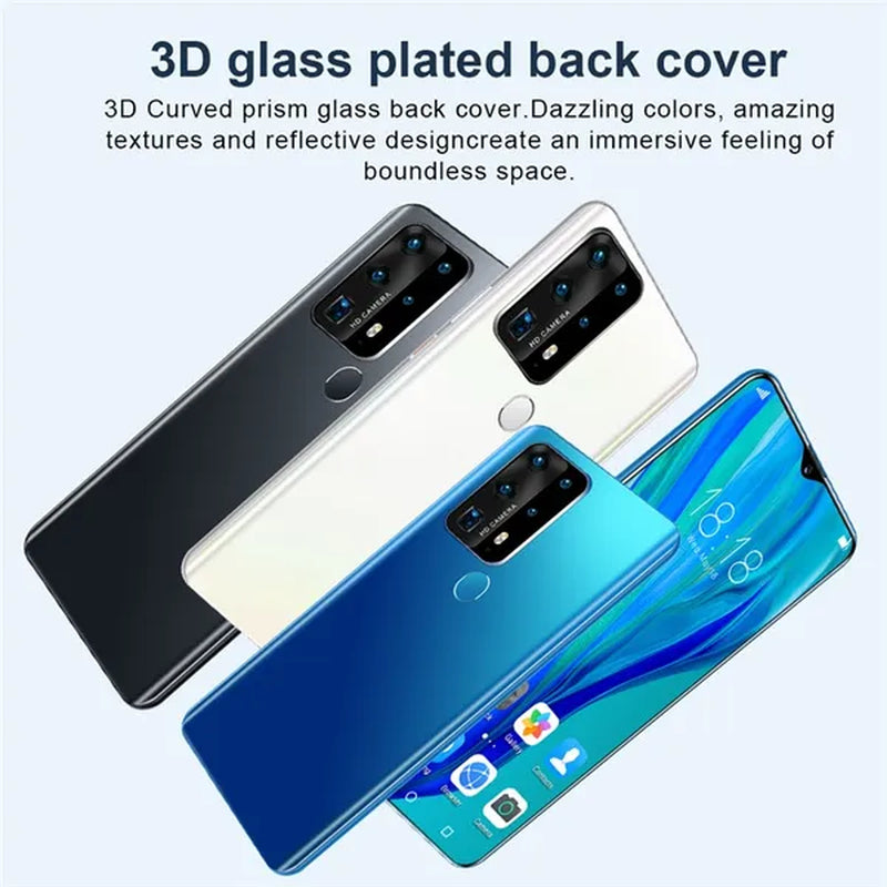 P40Plus Smart Phones， with 12GB+512GB Ultra-Thin Smartphone with Face/Fingerprint Lock Dual SIM Cards Phone MASK