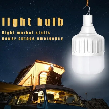1Pc Portable Camping Lantern Bulb High Power Hanging Tents Lighting Equipment Emergency LED Lamp Usb Rechargeable Outdoor Lights for Camping Hiking Night Market Backpacking Reading Fishing (20W/40W/80W/100W/150W/200W)