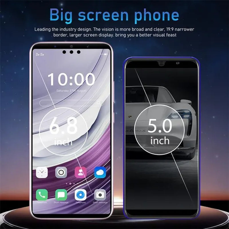 2024 New 5G 6.8 Inch HD Mate60 Android 13.0 HD Screen Water Drop Screen 6800Mah 12+512G Fingerprint Unlocked Version Smartphone