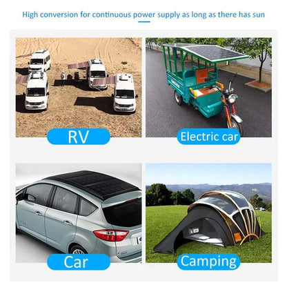 Polysilicon 20W 12V/24V Dual Output USB Solar Panel Flexible Monocrystalline Battery Charge with Dual High Efficiency USB Solar Controller(Option) for Home/Outdoor Solar Power Kit