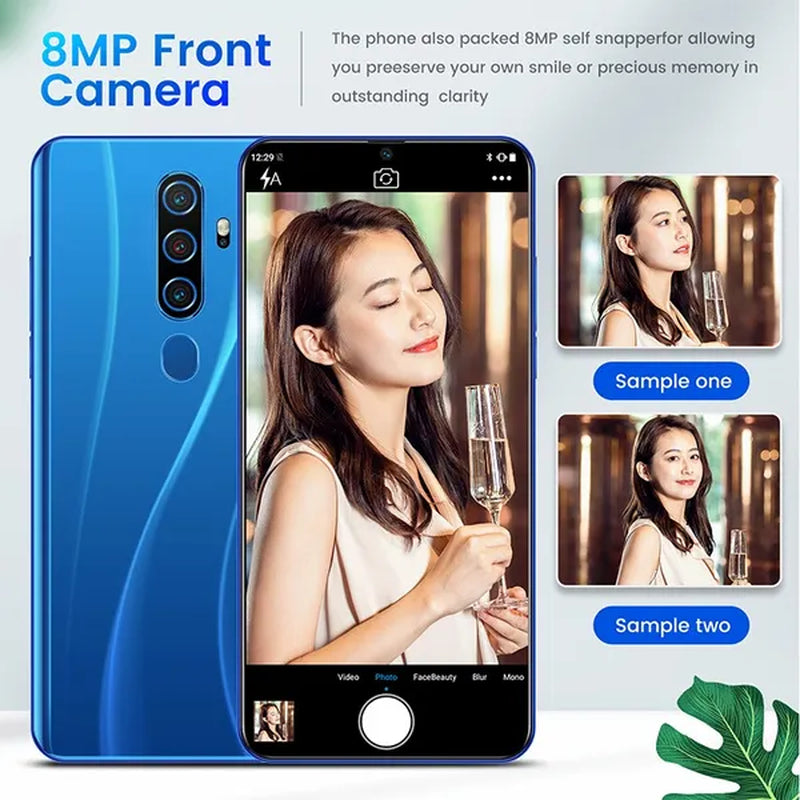 6.7 Inch A82 Smartphone Face/Fingerprint Unlock 8+128GB Android Dual SIM Cards Support T Card Dual Rear 8MP+18MP HD Camera Bluetooth GPS Navigation Hi-Fi Sound Quality Smart Phones 详情