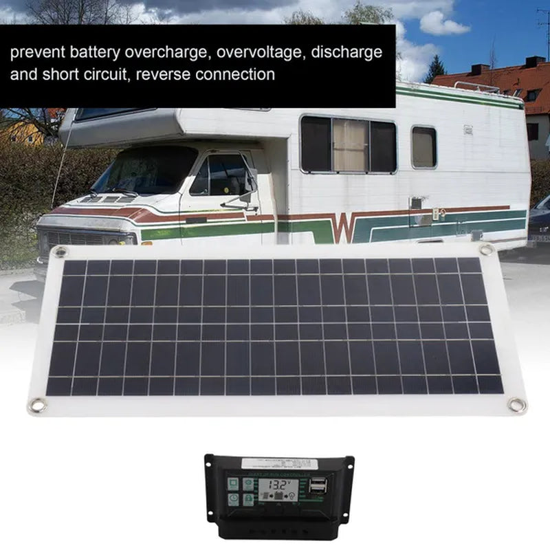 30W Solar Panel Complete Kit 12V Solar Cell Power Portable Outdoor Polysilicon Camp Hiking Travel