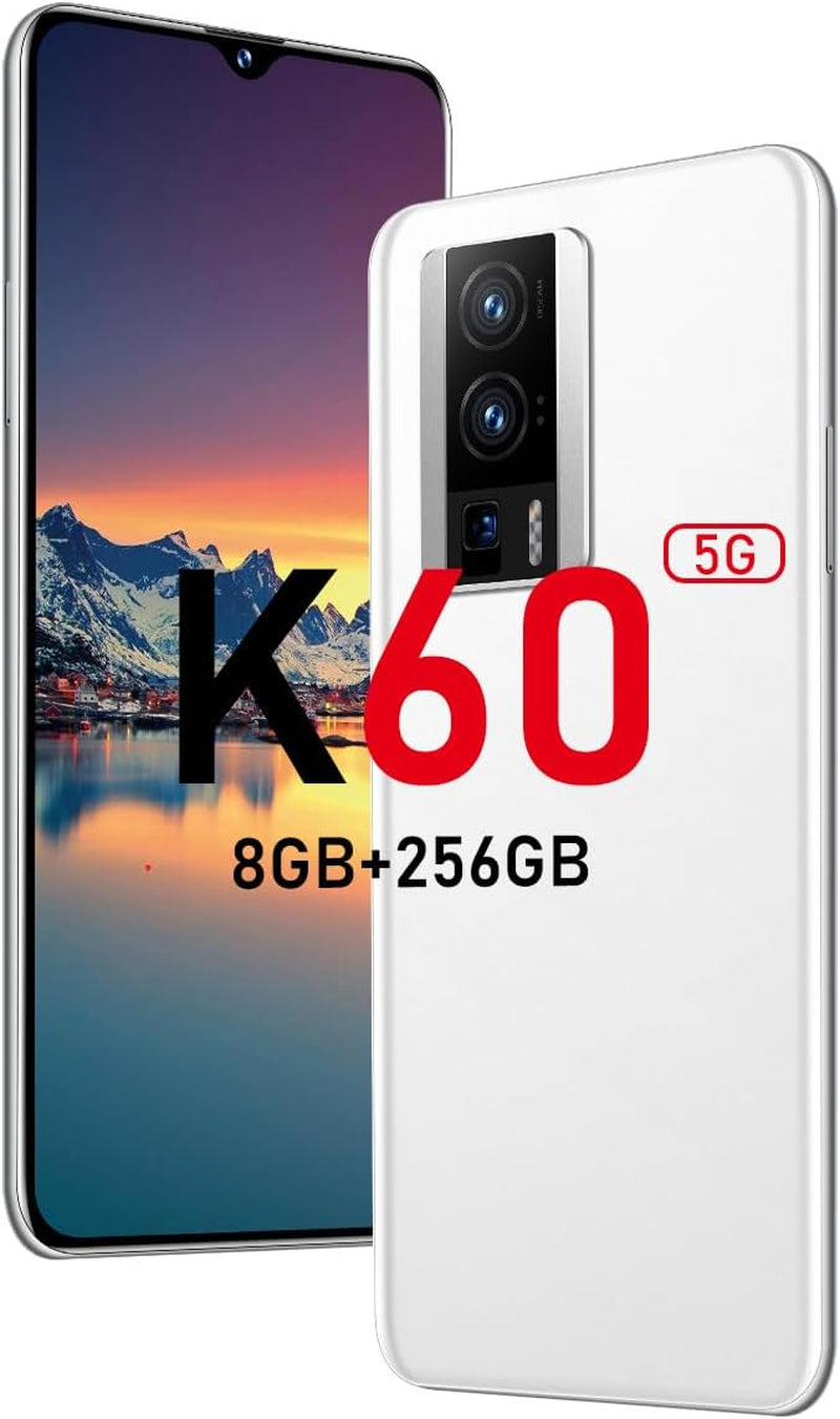 K60 Unlocked 5G Smart Phone 2024 Android 13 Cell Phone 8GB+256GB 8-Core Smart Phones 6.7" HD Screen 24MP+64MP Camera 6800Mah Battery Standby 5G Dual SIM Cell Phone with Android Phone(Greener)