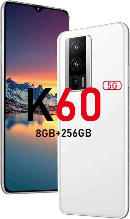 K60 Unlocked 5G Smart Phone 2024 Android 13 Cell Phone 8GB+256GB 8-Core Smart Phones 6.7" HD Screen 24MP+64MP Camera 6800Mah Battery Standby 5G Dual SIM Cell Phone with Android Phone(Greener)