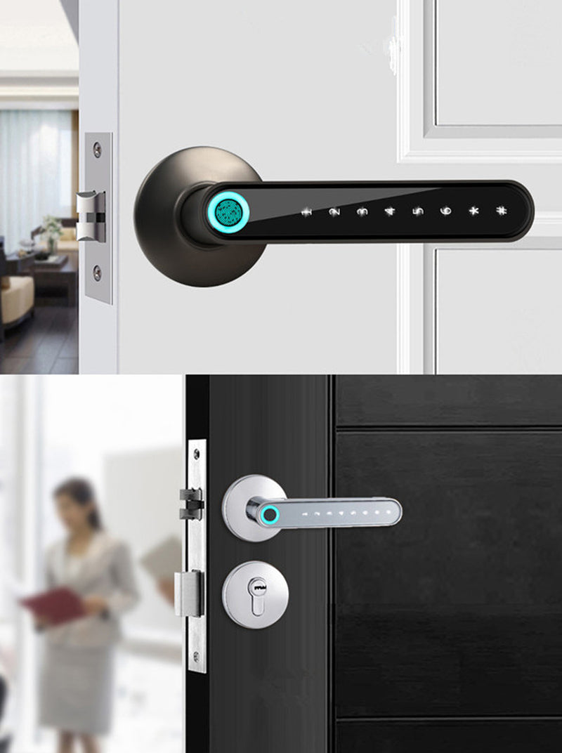 Compatible with Apple, Fingerprint Door Lock Smart Bluetooth Password Handle Lock APP Unlock Keyless Entry Works with IOS Android