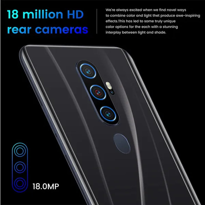 6.7 Inch A82 Smartphone Face/Fingerprint Unlock 8+128GB Android Dual SIM Cards Support T Card Dual Rear 8MP+18MP HD Camera Bluetooth GPS Navigation Hi-Fi Sound Quality Smart Phones 详情