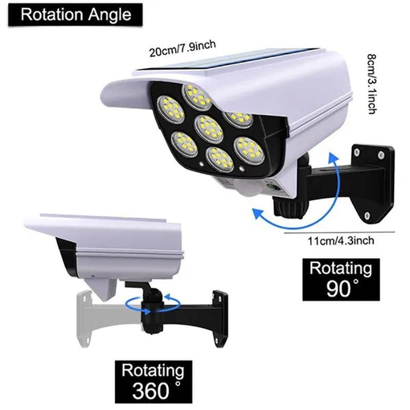 77LED Solar Light Outdoor Motion Sensor Security Dummy Camera Wireless IP65 Waterproof for Home Garden Pathway Yard Fence Garage Deck