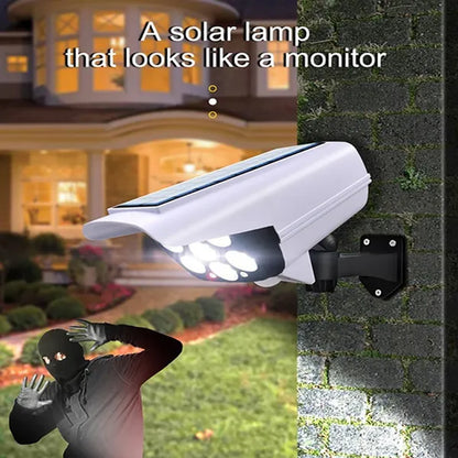 77LED Solar Light Outdoor Motion Sensor Security Dummy Camera Wireless IP65 Waterproof for Home Garden Pathway Yard Fence Garage Deck