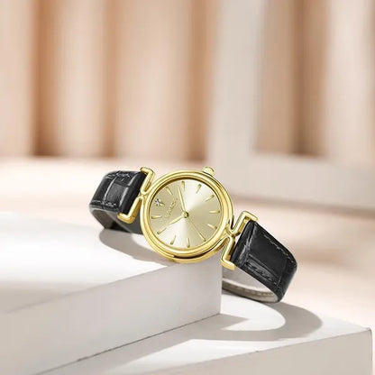 SANDA Brand 1124 Retro Fashion Elegant Watch for Women Unique Minimal round Dial Design Ladies Quartz Watch